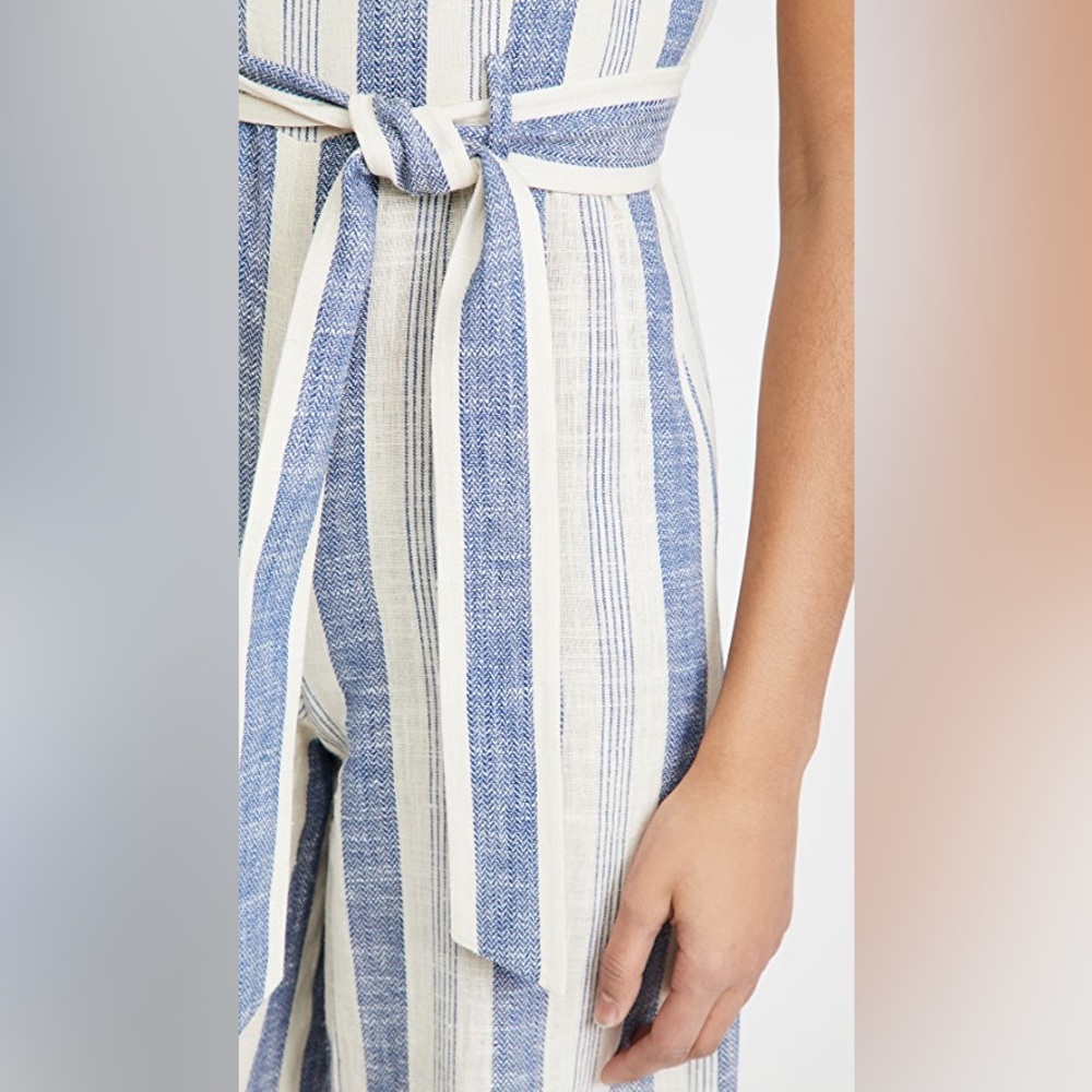 Alice + Olivia Marty Belted Striped Linen-Blend Jumpsuit - Picture 6 of 16
